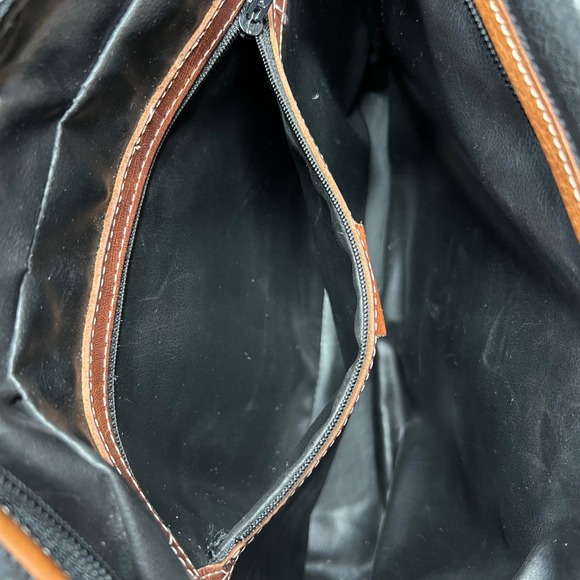 Vintage Pollini Italian Leather Crossbody Bag‎ Purse Classic Brown Black 12x7x4 - Picture 12 of 15